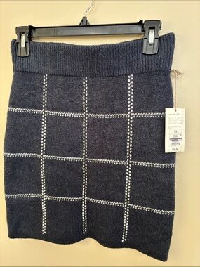 NWT A New Day Navy Blue Windowpane Knit Sweater Mini Skirt